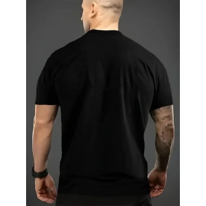 Baskılı Oversize Bisiklet Yaka T-shirt - Siyah