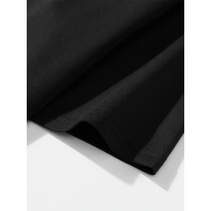 Baskılı Oversize Bisiklet Yaka T-shirt - Siyah