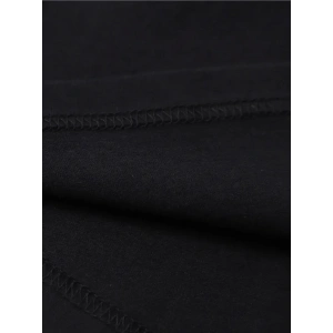 Baskılı Oversize Bisiklet Yaka T-shirt - Siyah