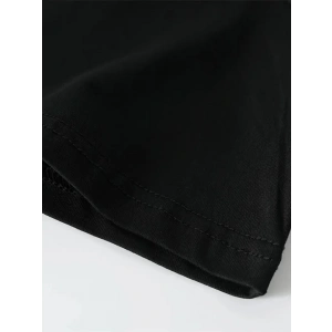 Baskılı Oversize Bisiklet Yaka T-shirt - Siyah