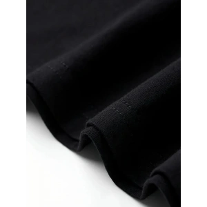 Baskılı Oversize Bisiklet Yaka T-shirt - Siyah