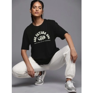 Baskılı Oversize T-shirt - Siyah