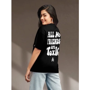 Baskılı Oversize T-shirt - Siyah