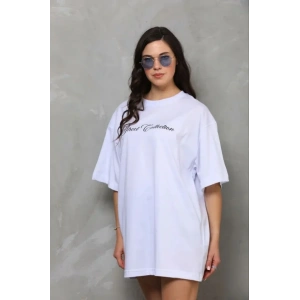 Baskılı T-Shirt Kısa Kol Bisiklet Yaka Regular Rahat Kalıp Günlük Tişört - Beyaz