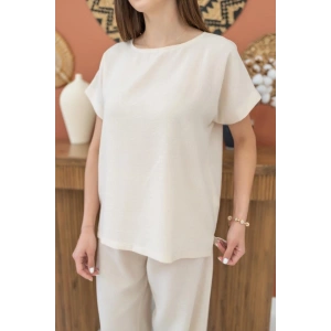 Bej T-Shirt Ve Pantolon Takım