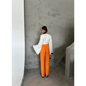 BEL LASTİK DETAYLI MODAL KUMAŞ PANTOLON - Orange