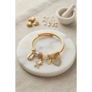 Beyaz Balık Model Gold Renk Charmlı Bileklik - Lisinya