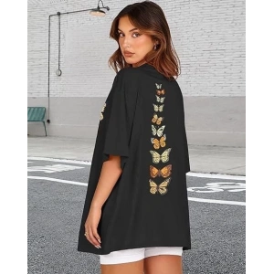 Bisiklet Yaka Baskılı T-shirt - Siyah