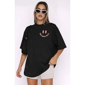 Bisiklet Yaka Kısa Kol Baskılı T-shirt - Siyah
