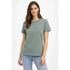 Bisiklet Yaka Tişört Regular Kalıp Basic Pamuklu Günlük Kullanım T-shirt - Mint Yeşili