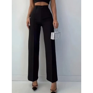 Bordo Renk Yüksek Bel Maskülen Kesim Kumaş Pantolon