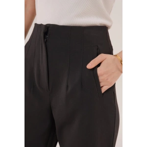 Çift Pens Detaylı Siyah Pantolon
