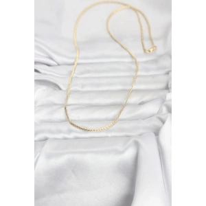 CM 14K Gold Renk Yassı Zincir Model 60 cm Kadın Kolye - Lisinya