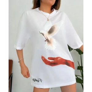 Dijital Baskılı T-Shirt - Beyaz