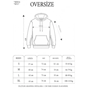 Double Oversize Kapşonlu Nakışlı SweatShirt - Siyah