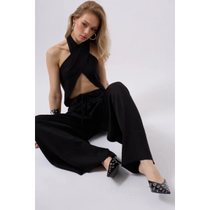 Düşük Bel Oversize Keten Pantolon