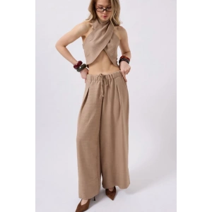 Düşük Bel Oversize Keten Pantolon