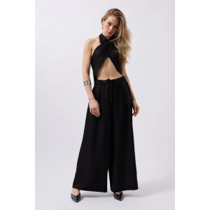 Düşük Bel Oversize Keten Pantolon