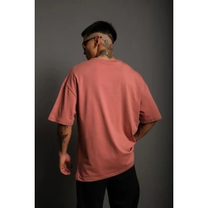 Erkek 24/1 Düz A Kalite Oversize T-shirt - Gül Kurusu