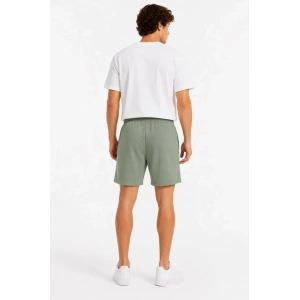 Erkek 3 İplik Şardonsuz Yazlık Cepli Lastikli Bağcıklı Regular Fit Şort - Yeşil