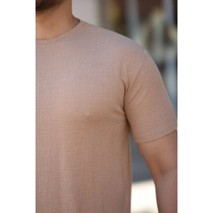 Erkek Ağaç Kabuğu Desenli Kısa Kollu T-shirt