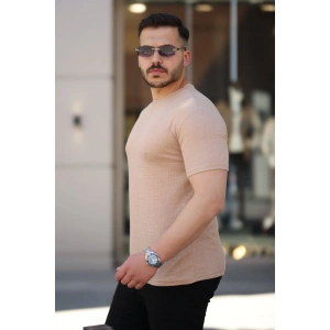 Erkek Ağaç Kabuğu Desenli Kısa Kollu T-shirt