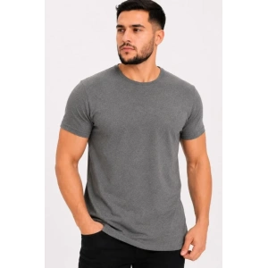 Erkek Basic Tişört Bisiklet Yaka Kısa Kol Günlük Yazlık Slim Fit T-Shirt - Antrasit