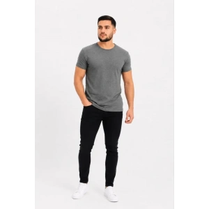 Erkek Basic Tişört Bisiklet Yaka Kısa Kol Günlük Yazlık Slim Fit T-Shirt - Antrasit
