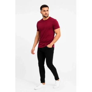 Erkek Basic Tişört Bisiklet Yaka Kısa Kol Günlük Yazlık Slim Fit T-Shirt - Bordo