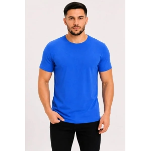 Erkek Basic Tişört Bisiklet Yaka Kısa Kol Günlük Yazlık Slim Fit T-Shirt - Saks Mavisi