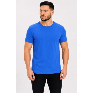 Erkek Basic Tişört Bisiklet Yaka Kısa Kol Günlük Yazlık Slim Fit T-Shirt - Saks Mavisi