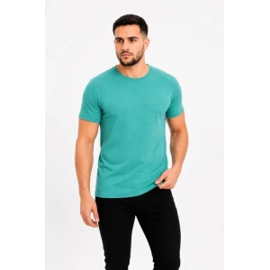 Erkek Basic Tişört Bisiklet Yaka Kısa Kol Günlük Yazlık Slim Fit T-Shirt - Su Yeşili