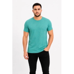 Erkek Basic Tişört Bisiklet Yaka Kısa Kol Günlük Yazlık Slim Fit T-Shirt - Su Yeşili