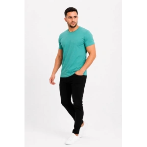 Erkek Basic Tişört Bisiklet Yaka Kısa Kol Günlük Yazlık Slim Fit T-Shirt - Su Yeşili