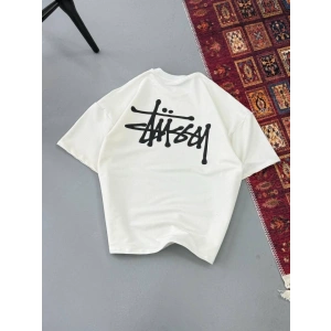 Erkek Baskılı Oversize T-shirt - Beyaz