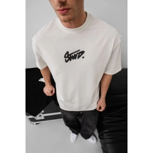 Erkek Baskılı Oversize T-shirt - Beyaz