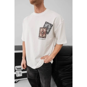Erkek Baskılı Oversize T-shirt - Beyaz