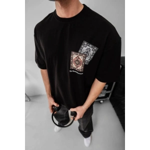 Erkek Baskılı Oversize T-shirt - Siyah