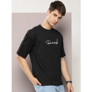 Erkek Baskılı Oversize T-shirt - Siyah