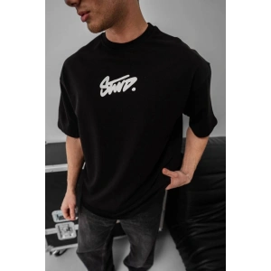 Erkek Baskılı Oversize T-shirt - Siyah