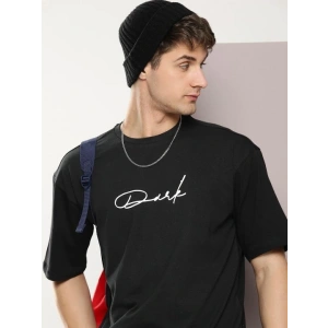 Erkek Baskılı Oversize T-shirt - Siyah