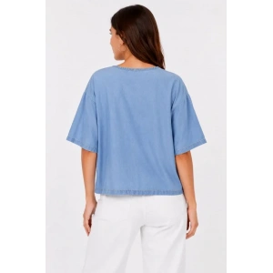 Erkek Baskılı T-Shirt Kısa Kol Bisiklet Yaka Rahat Kalıp Tişört - Mavi