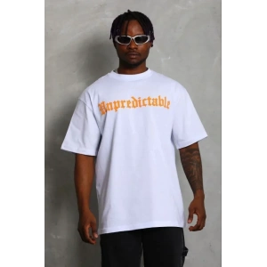 Erkek Baskılı T-Shirt Kısa Kol Bisiklet Yaka Regular Fit Rahat Kalıp Günlük Tişört - Beyaz