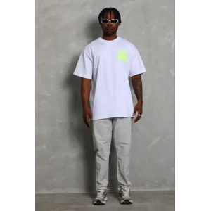 Erkek Baskılı T-Shirt Kısa Kol Bisiklet Yaka Regular Fit Rahat Kalıp Günlük Tişört - Beyaz