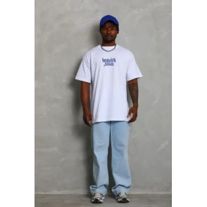 Erkek Baskılı T-Shirt Kısa Kol Bisiklet Yaka Regular Fit Rahat Kalıp Günlük Tişört - Beyaz