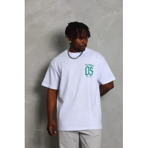 Erkek Baskılı T-Shirt Kısa Kol Bisiklet Yaka Regular Fit Rahat Kalıp Günlük Tişört - Beyaz