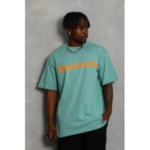 Erkek Baskılı T-Shirt Kısa Kol Bisiklet Yaka Regular Fit Rahat Kalıp Günlük Tişört - Mint Yeşili