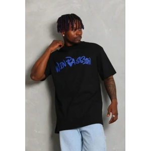 Erkek Baskılı T-Shirt Kısa Kol Bisiklet Yaka Regular Fit Rahat Kalıp Günlük Tişört - Siyah