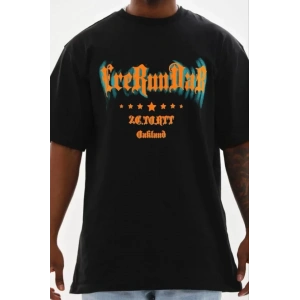 Erkek Baskılı T-Shirt Kısa Kol Bisiklet Yaka Regular Fit Rahat Kalıp Günlük Tişört - Siyah