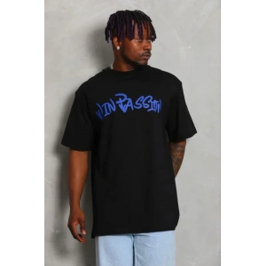 Erkek Baskılı T-Shirt Kısa Kol Bisiklet Yaka Regular Fit Rahat Kalıp Günlük Tişört - Siyah